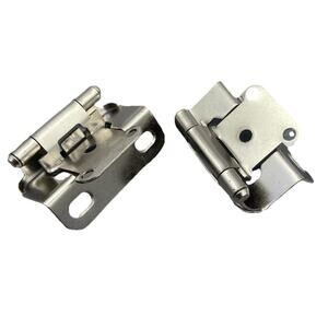 2 Pack Self-Closing 1/2 inch Overlay Cabinet Door Hinge Satin Nickel Lot Of 4